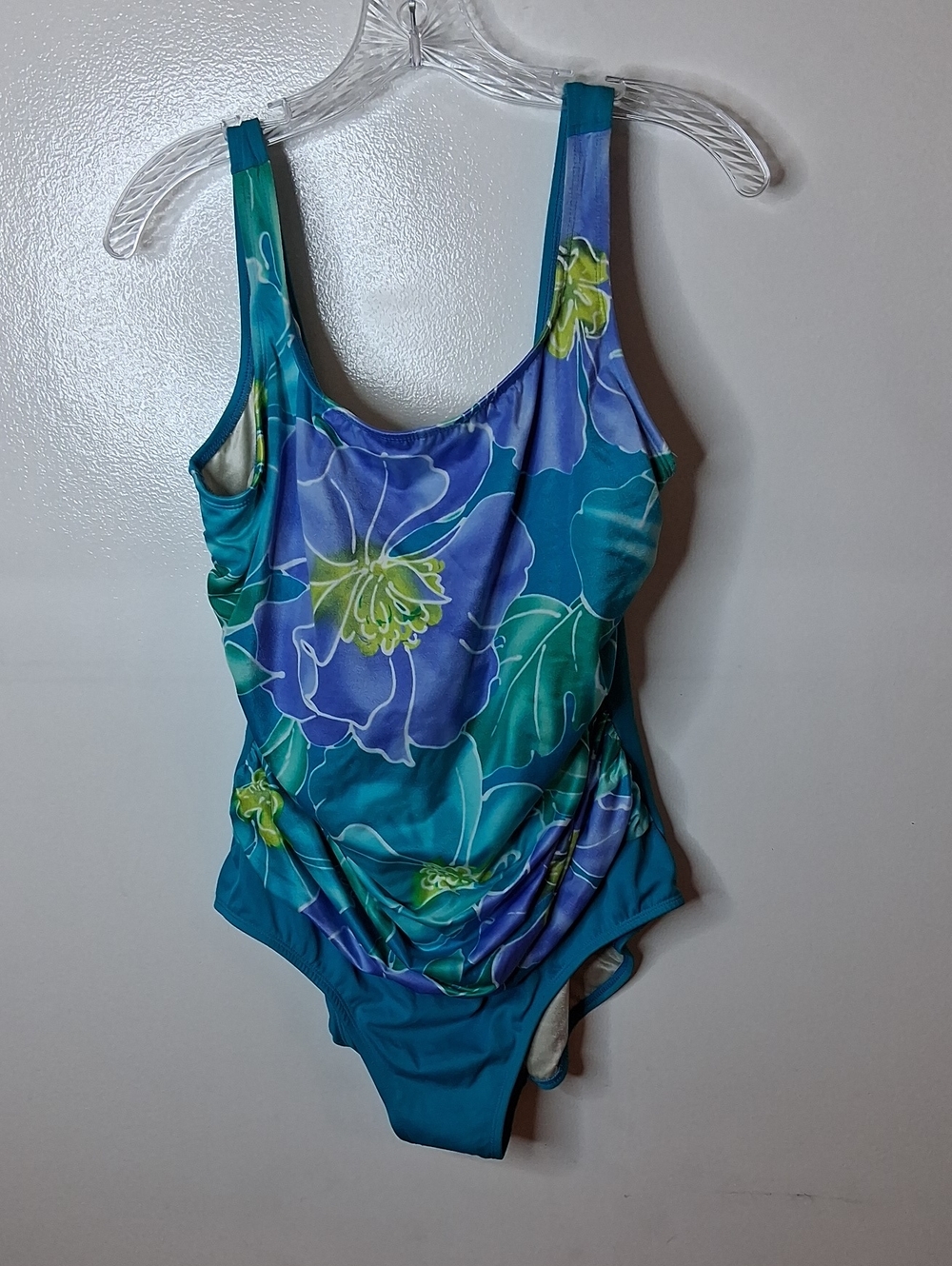 NWOT Amoena Women' Size 20 Floral Teal One-Piece Swimsuit. Summer, Resort